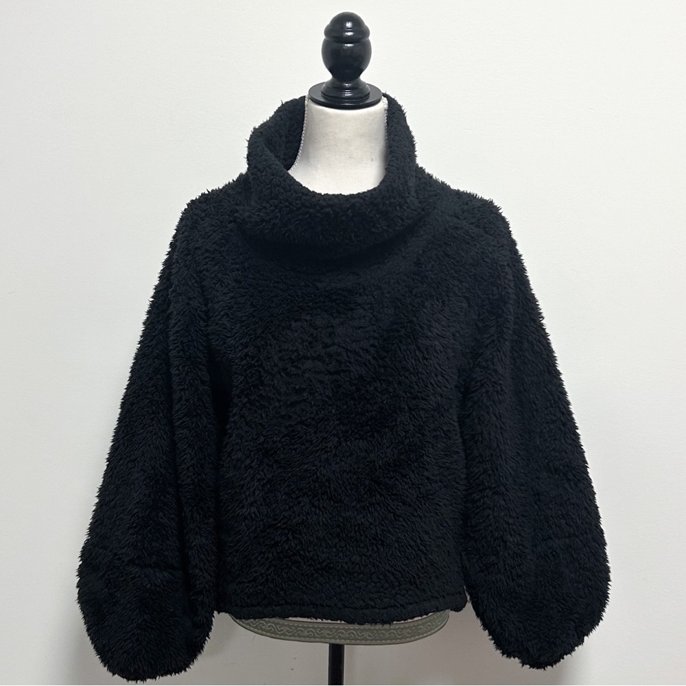 Lululemon Black Sherpa Fleece Warmth Restore Oversized Turtleneck XS S *MATTED*